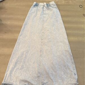 Basic Light Blue Denim Maxi Skirt. Size XS